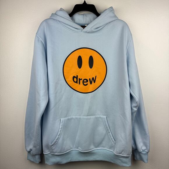 Drew Skate House Hoodie Light Blue Smiley Graphic Skater Grunge - Picture 2 of 5